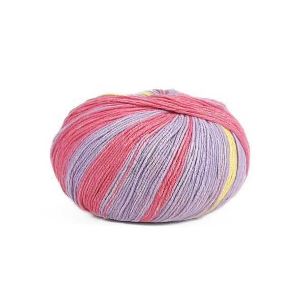 Пряжа Summer Sock/Саммер Сок, бузкова-жовта-блакитна смужки 101, Laines du Nord 3077 фото