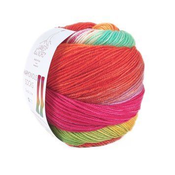 Пряжа Harmonious Sock/Хармоніус Сок , бірюзовий-зелений-жовтий-помаранчевий-червоний-бузковий мультиколор 1, Laines du Nord 4862 фото