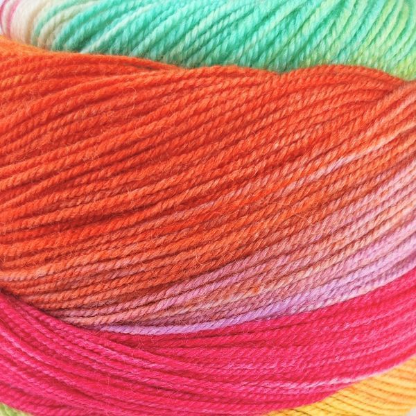 Пряжа Harmonious Sock/Хармоніус Сок , бірюзовий-зелений-жовтий-помаранчевий-червоний-бузковий мультиколор 1, Laines du Nord 4862 фото