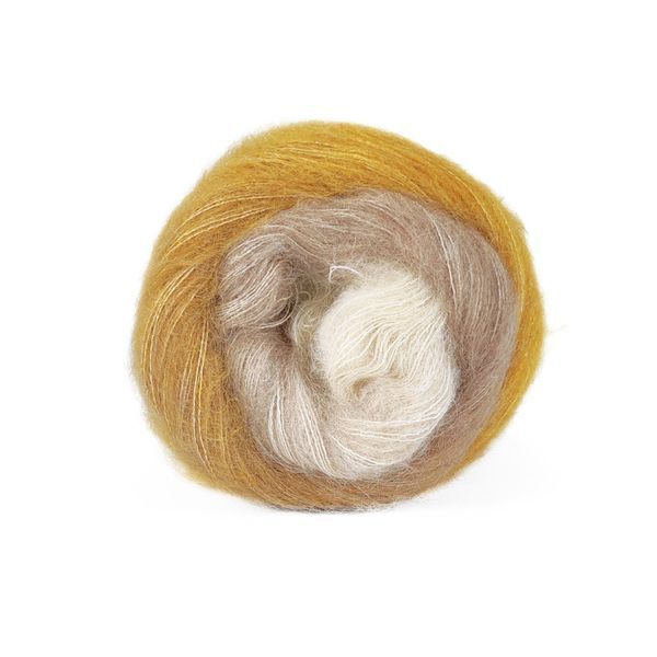 Poema Mohair yarn, milky-beige-yellow multi-colour 1, Laines du Nord