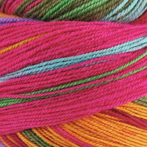 Пряжа Indulgence Sock/Індульгенсе Сок, червоний-жовто-гарячий-зелений-блакитний мультиколор 3, Laines du Nord 4868 фото