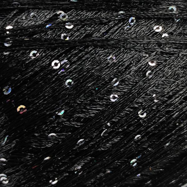 Пряжа Paillettes/Паллетс, чорний (паєтка голографічна) 8606, Lana Gatto 1539 фото